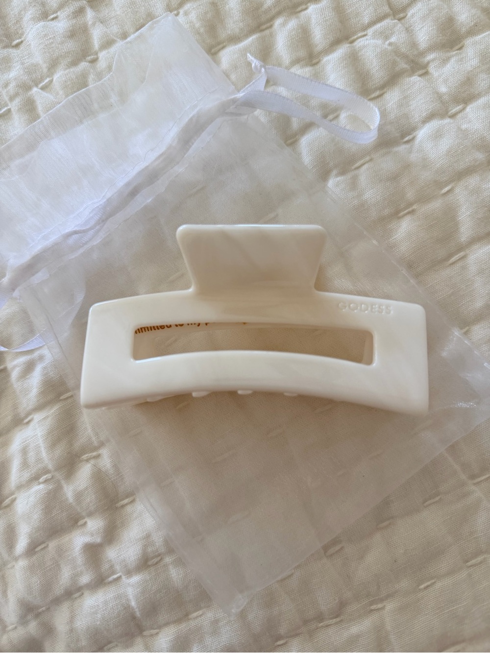Goddess Cream Resin Rectangular Hair Claw Clip